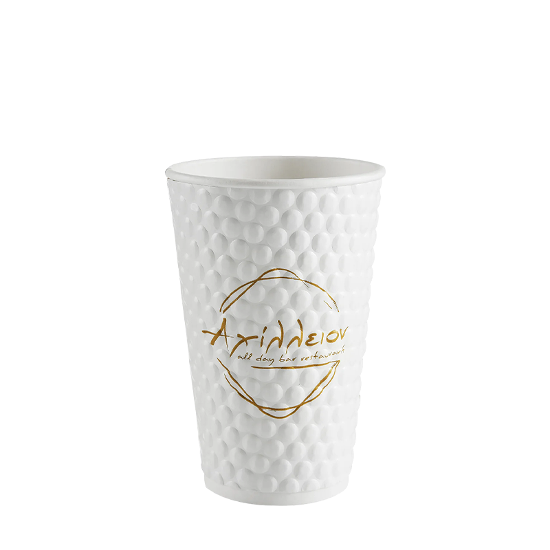 8oz geïsoleerde warm papieren beker met reliëf